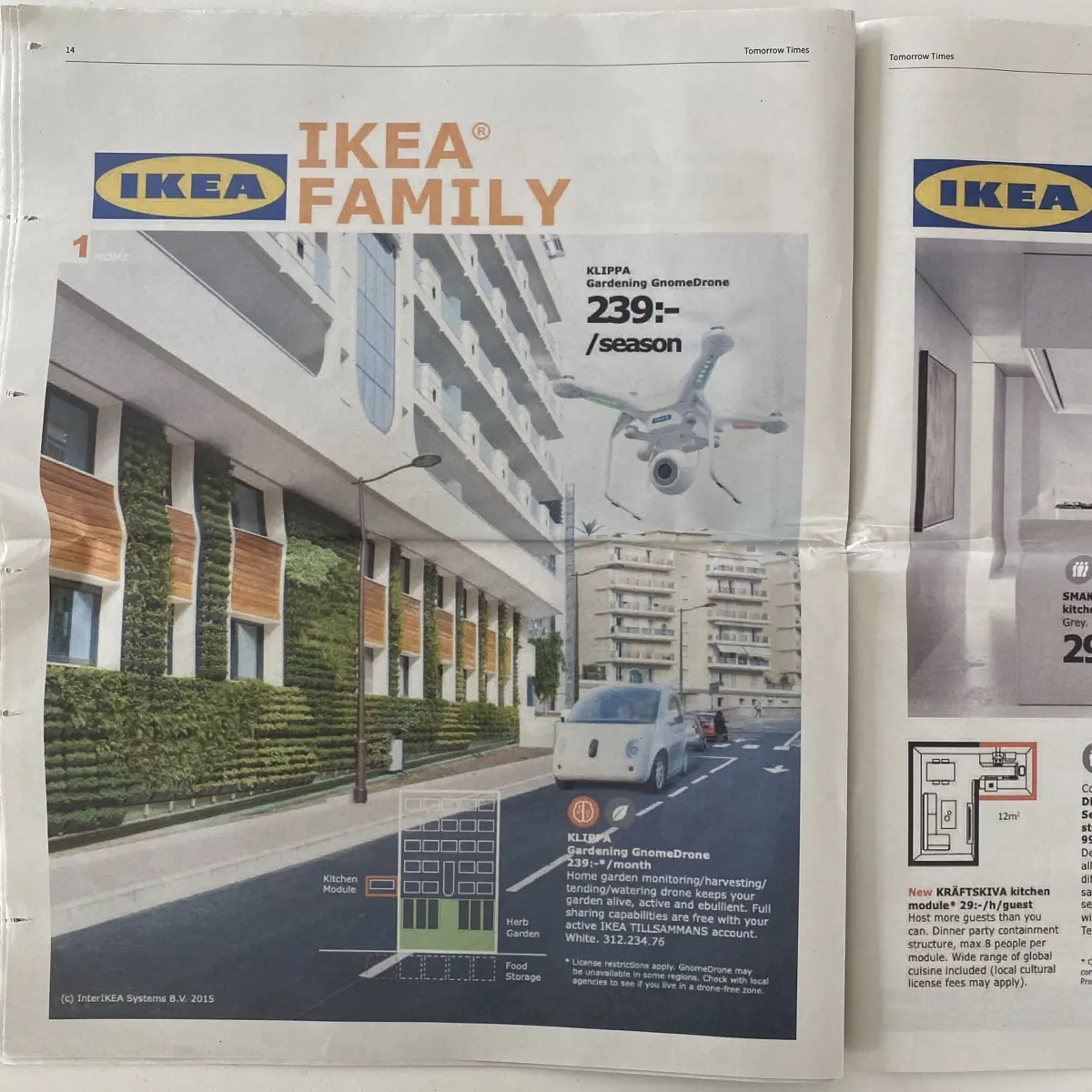 The Design Fiction project IKEA Catalog by Near Future Laboratory in a newspaper advertisement