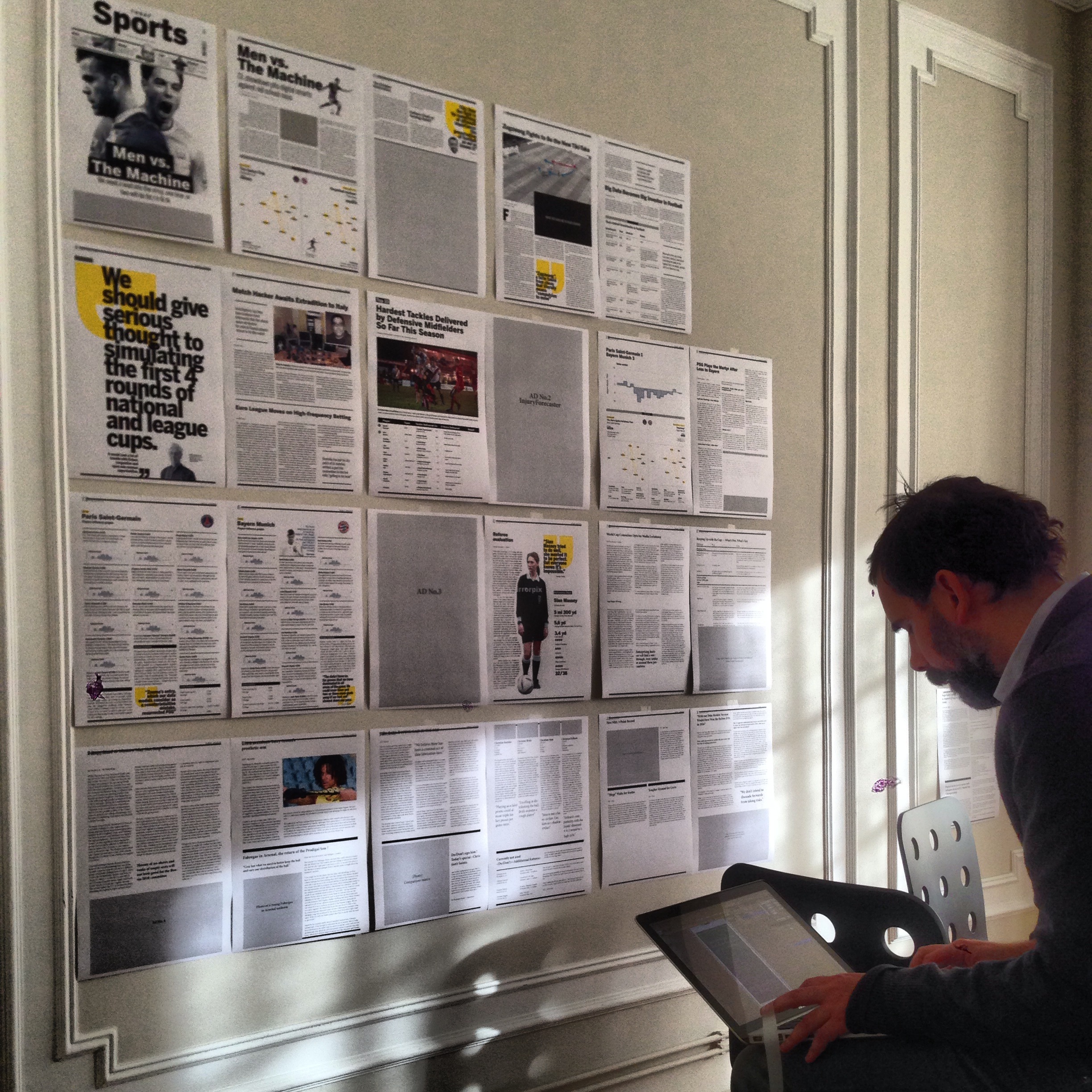 A Design Fiction workshop creating a newspaper from a possible future of sports where Big Data, Simulation, and Analytics determine outcomes, not action on the pitch.